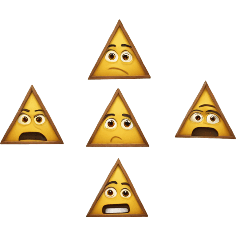 Family of triangles with mad face  emoji