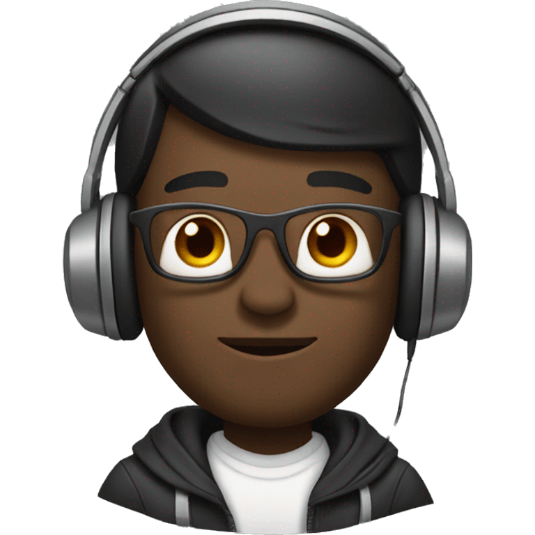 black man with dog head phones emoji