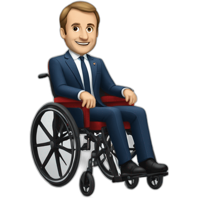 Macron sur un fauteuil roulant emoji