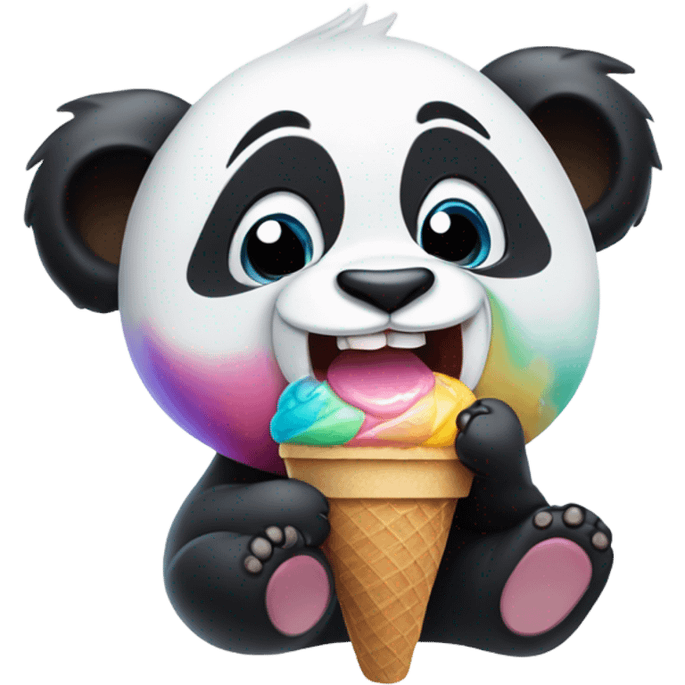 Panda eating ice cream emoji