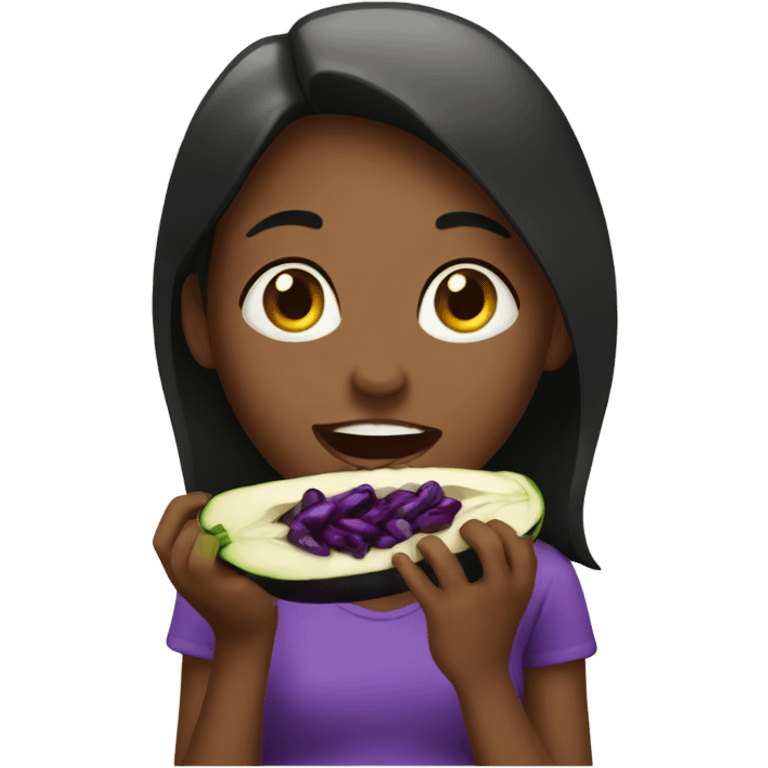 girl eating eggplant emoji