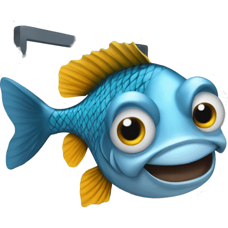 A fish using a computer emoji