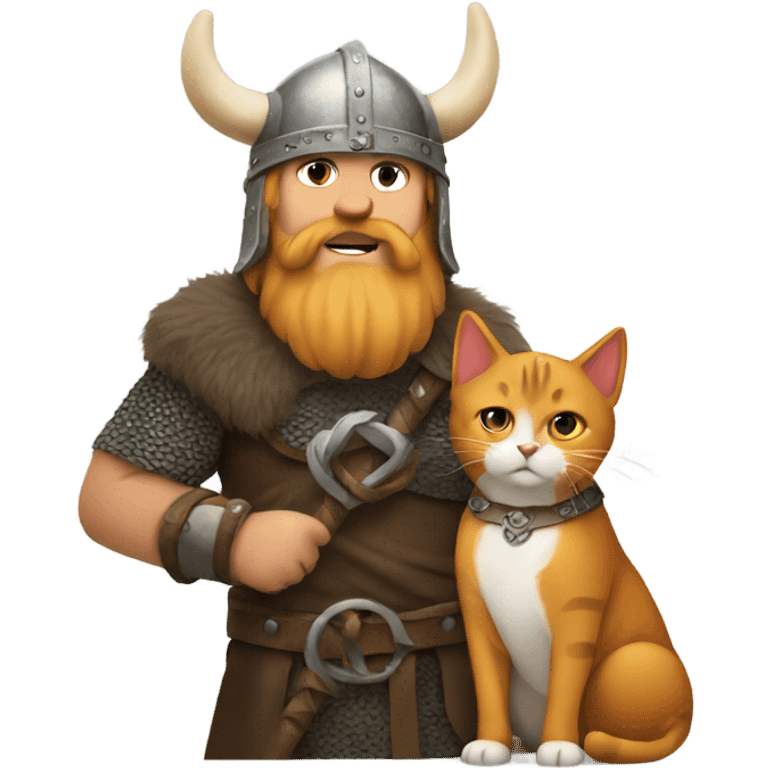 A Viking holding a cat emoji