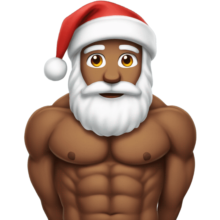 Buff shirtless Santa emoji