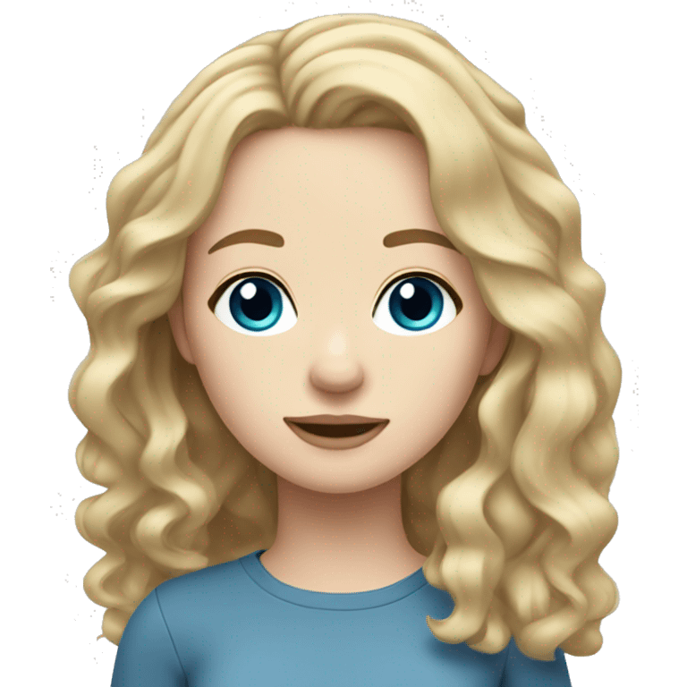 dark blonde hair girl blue eyes pale skin wavy hair emoji