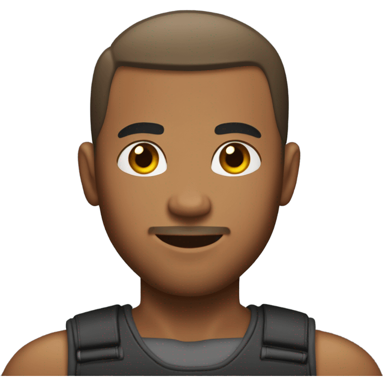 brown man muscle buzz cut with beard emoji