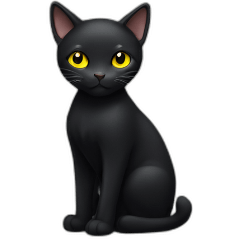 Full Black cat with yellow eyes from head to toe emoji