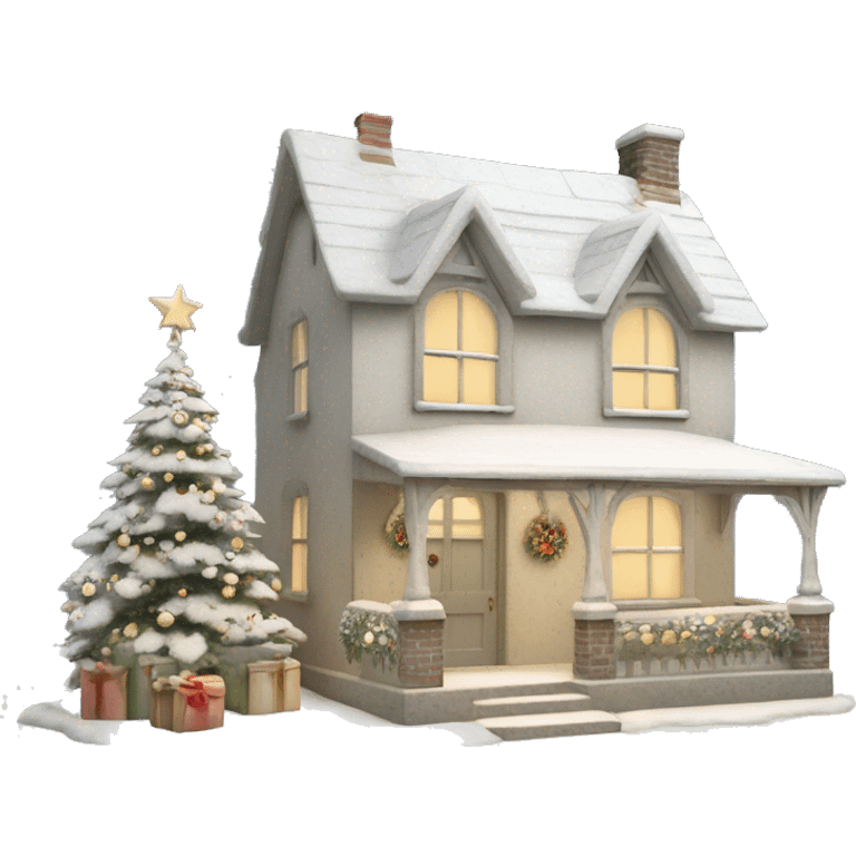 Shabby chic style English Christmas cottage emoji