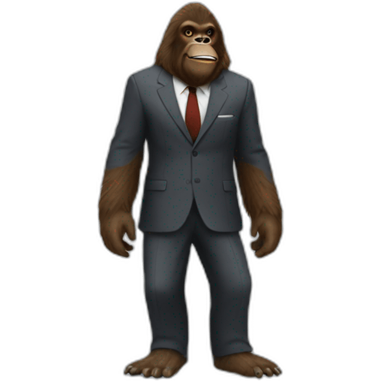 Bigfoot wearing a suit emoji