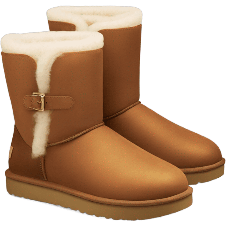 Short platform chesnut brown Uggs emoji