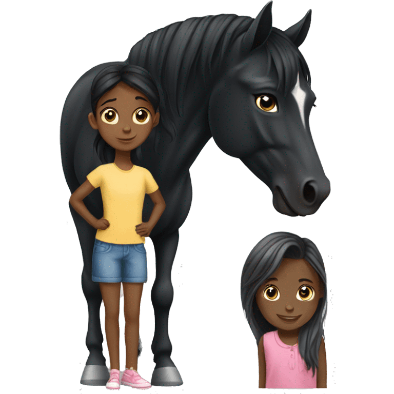 Black stallion with little girl  emoji