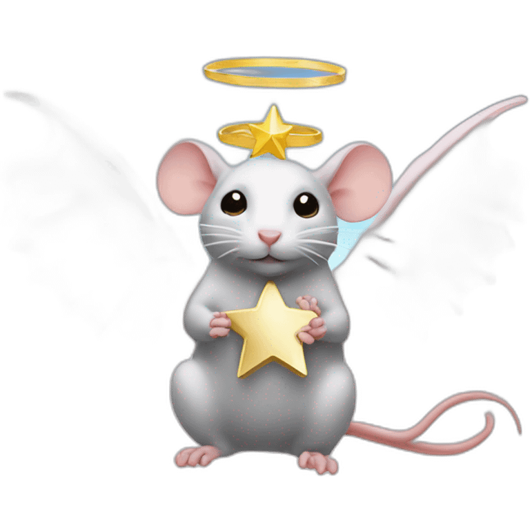 rat with angel wings holding a star emoji