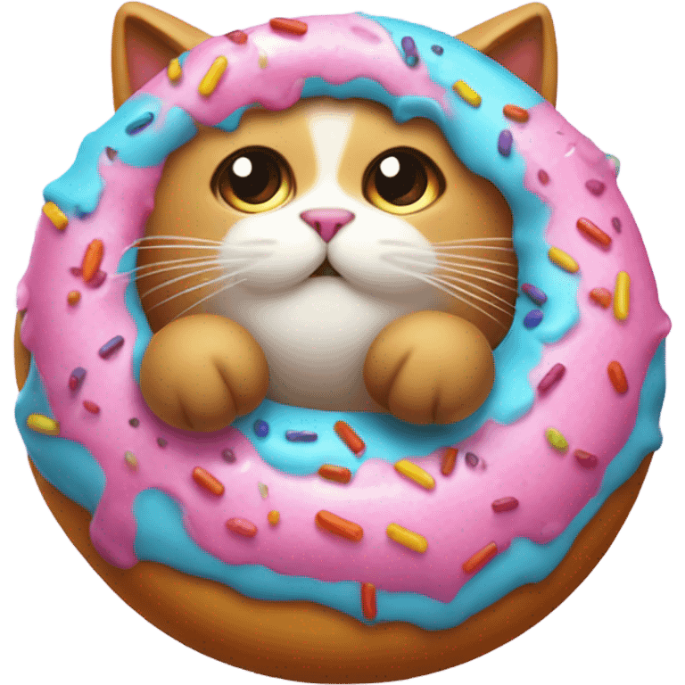 A fat cat with a doughnut around it emoji