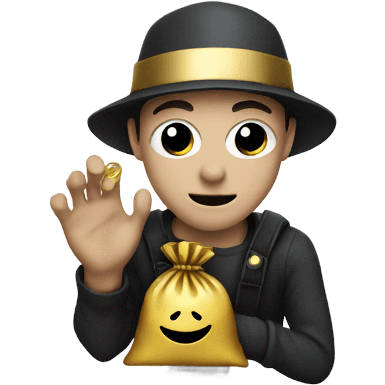 Robber emoji holding a bag with gold emoji