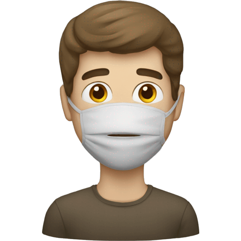 Homme avec un masque  de fer qui lève la main et baisse la tête  emoji