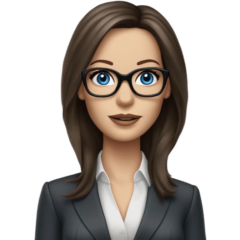 Lifelike Kate Beckinsale blue eyes wearing glasses in a business dress emoji