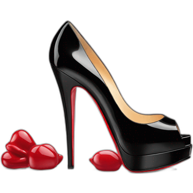 Louboutin Black patent Leather Lady Peep Toe Platform emoji