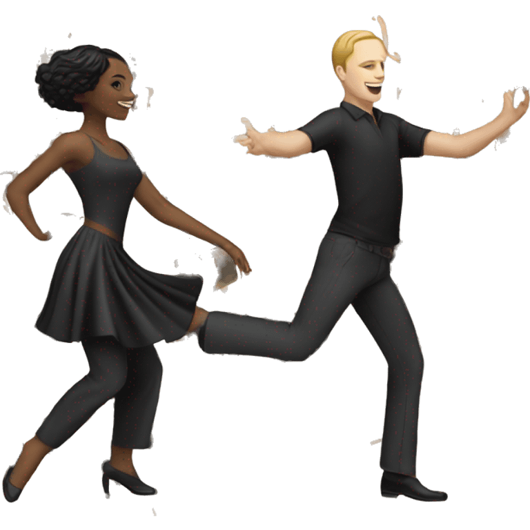 White man and black woman dancinh emoji