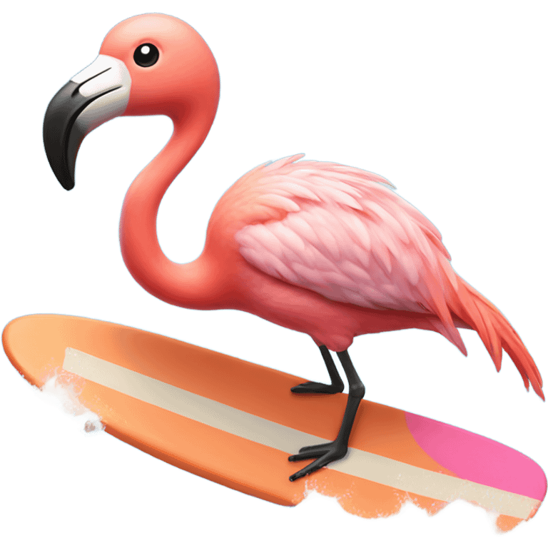 Flamingo surfing emoji