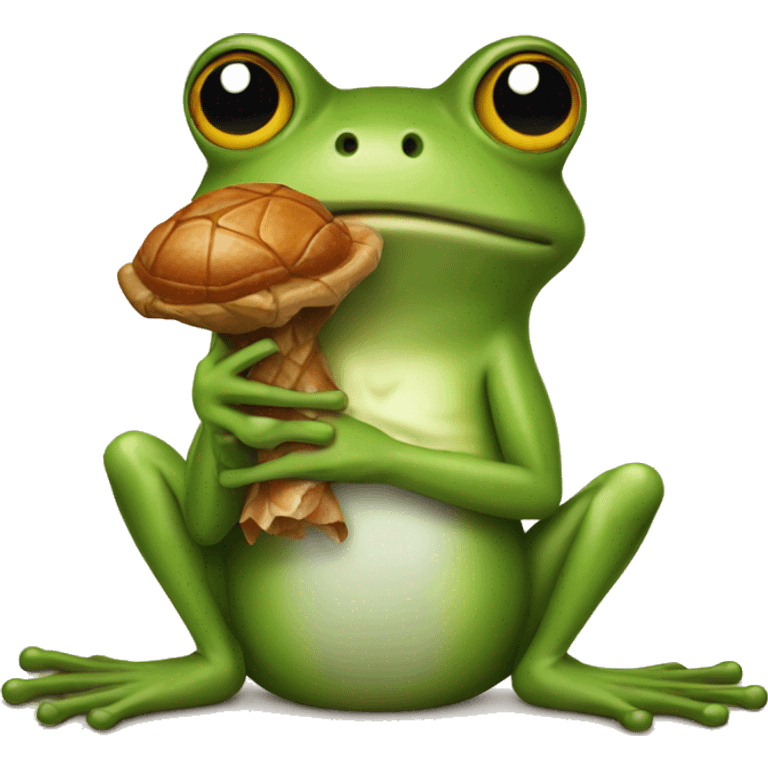 Frog holding a turkey leg emoji