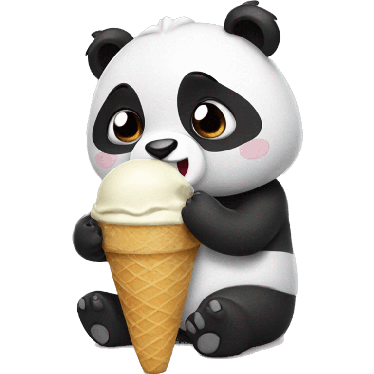 Panda eating ice cream and a powerful ally it is  emoji