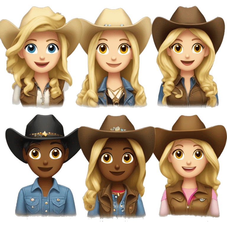 Theo blonde cowgirls and one brunette cowgirl emoji