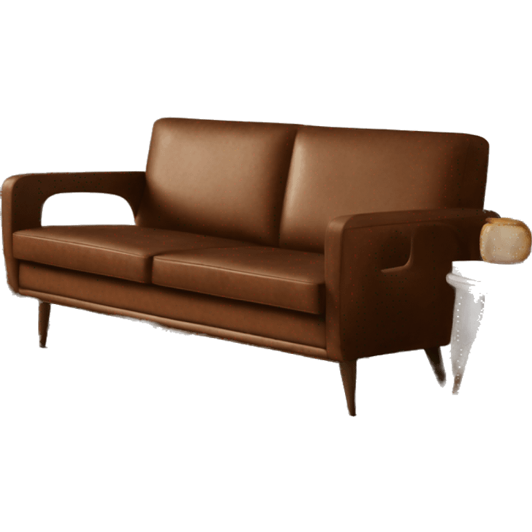 Brown leather mid century-modern couch from WestElm emoji