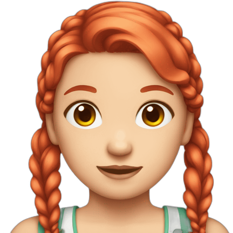 Girl with Red hair and pigtails with a bow emoji