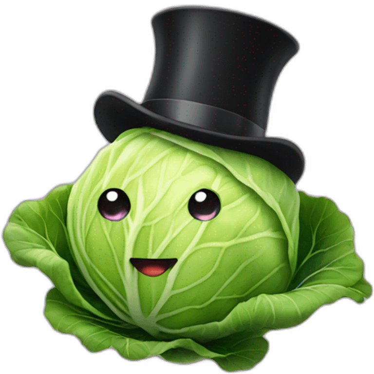 Cabbage in a top hat emoji