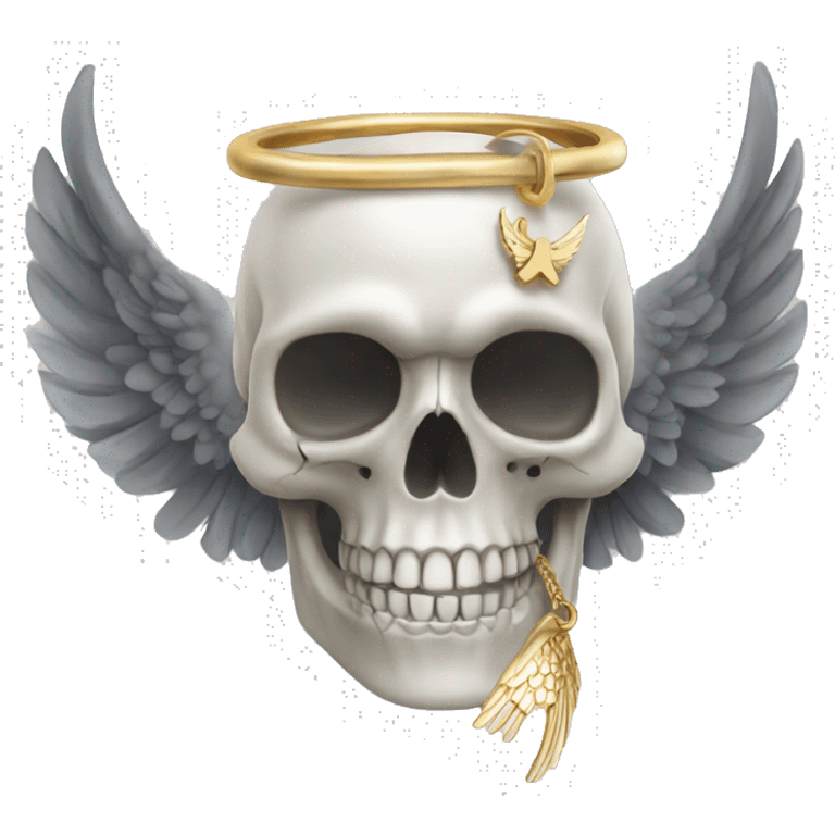 Skull with wings and an angel ring emoji