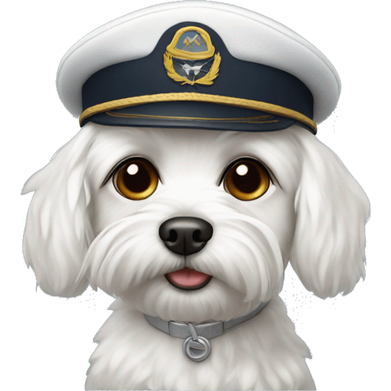 Maltese dog in a pilot cap emoji