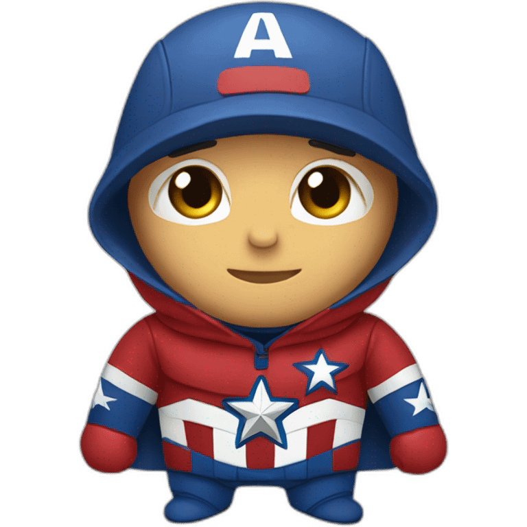 Captan America wears a Sweatshirt with the word Sude on it emoji