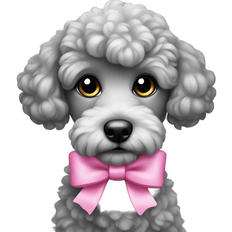 Grey puppy poodle with a pink bow emoji