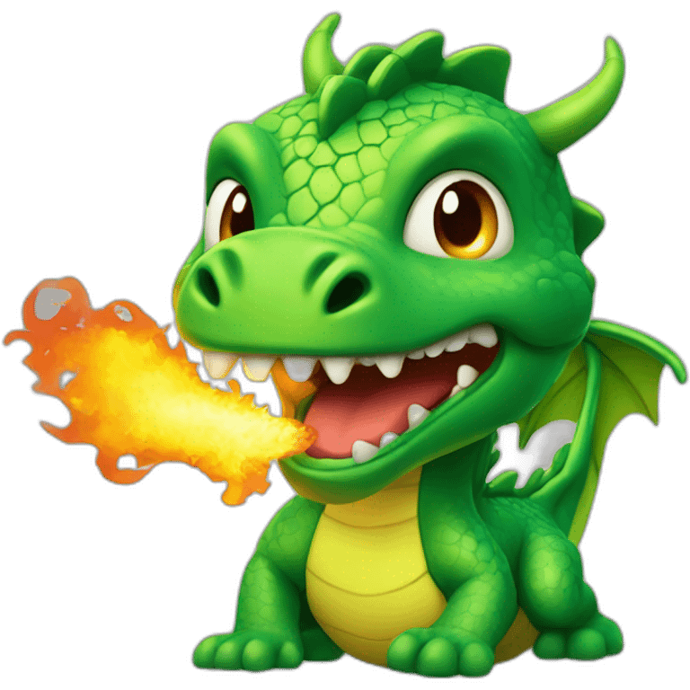 little green dragon with fire from mouth emoji