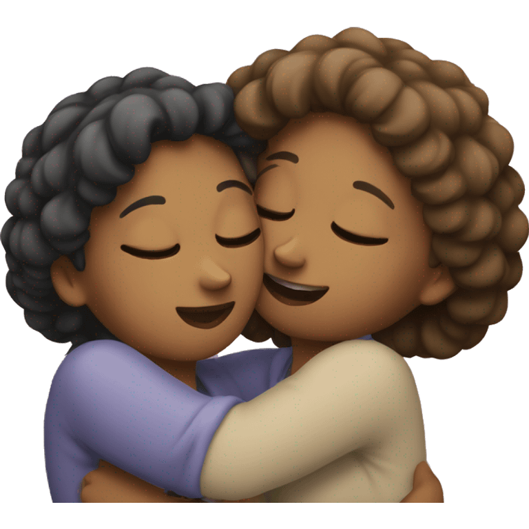 Two women hugging romantically emoji