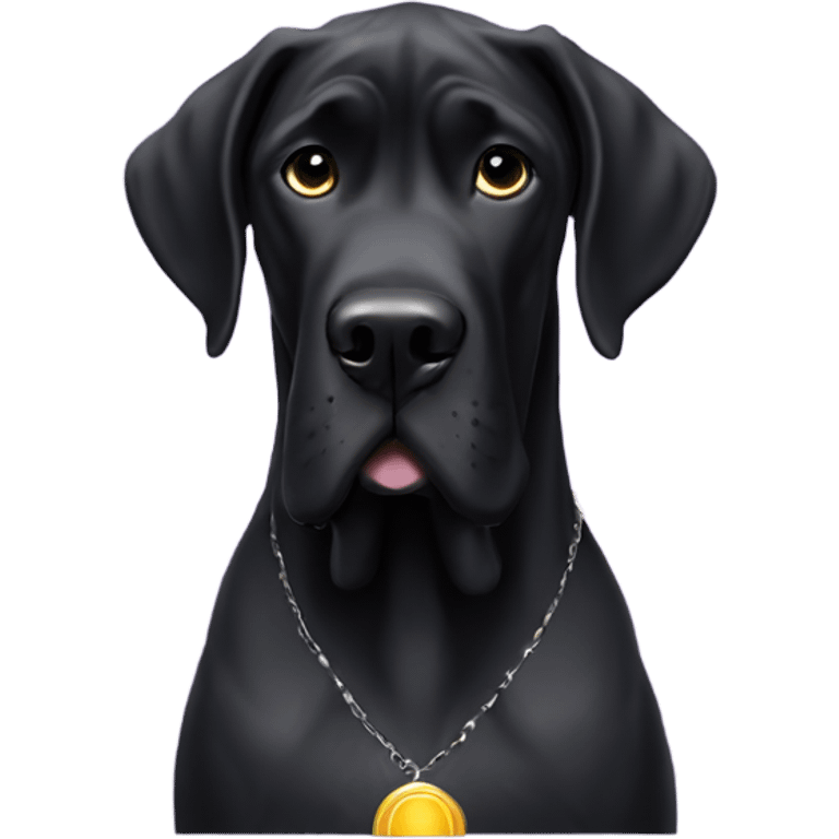 All black Great Dane with halo emoji