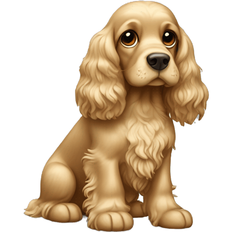 Cocker spaniel dourada com um perna de peru na boca emoji