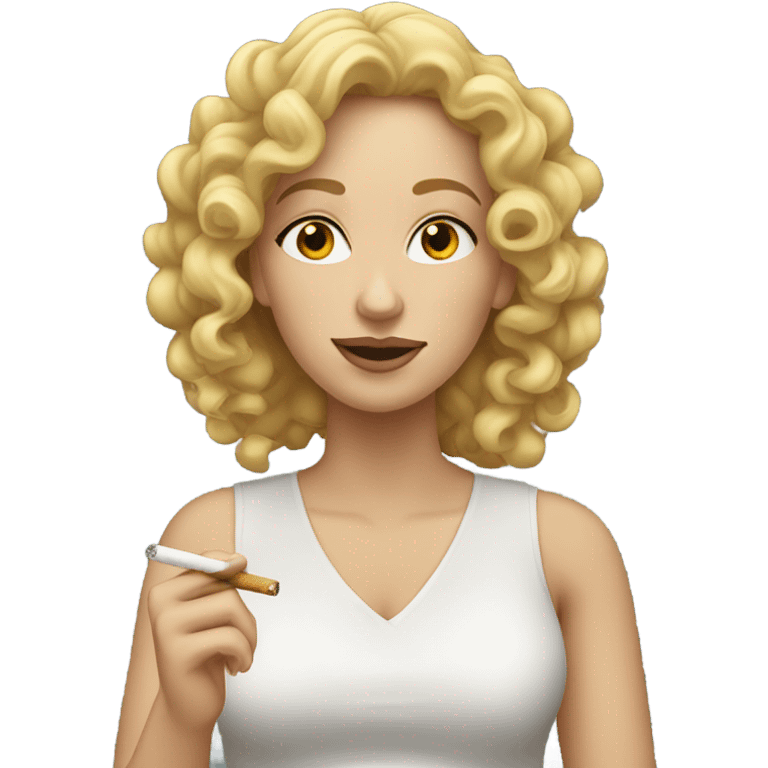 White women curly hair blonde holding a cigarette  emoji