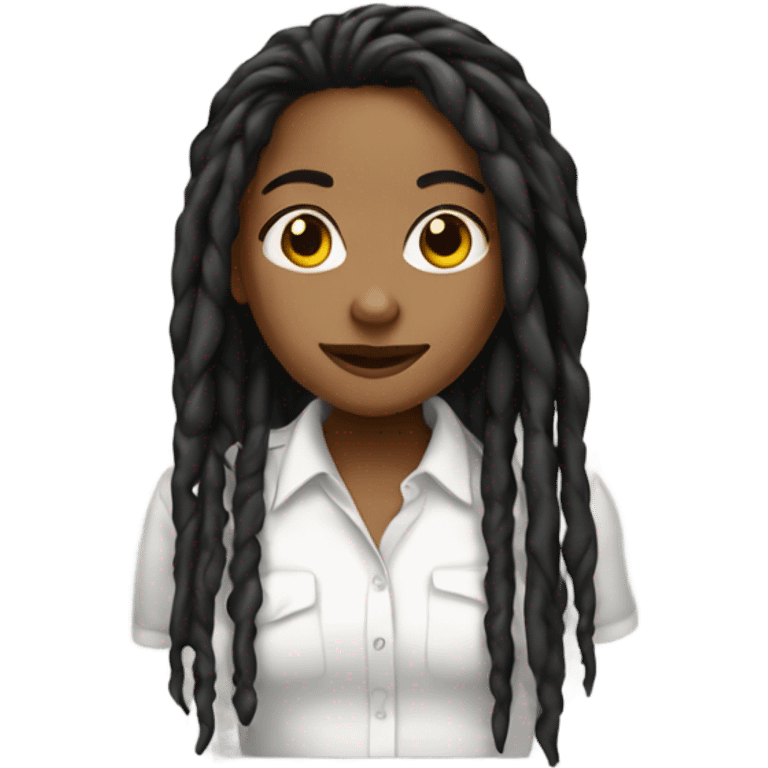 Tan girl with black locs dark white tied shirt  emoji