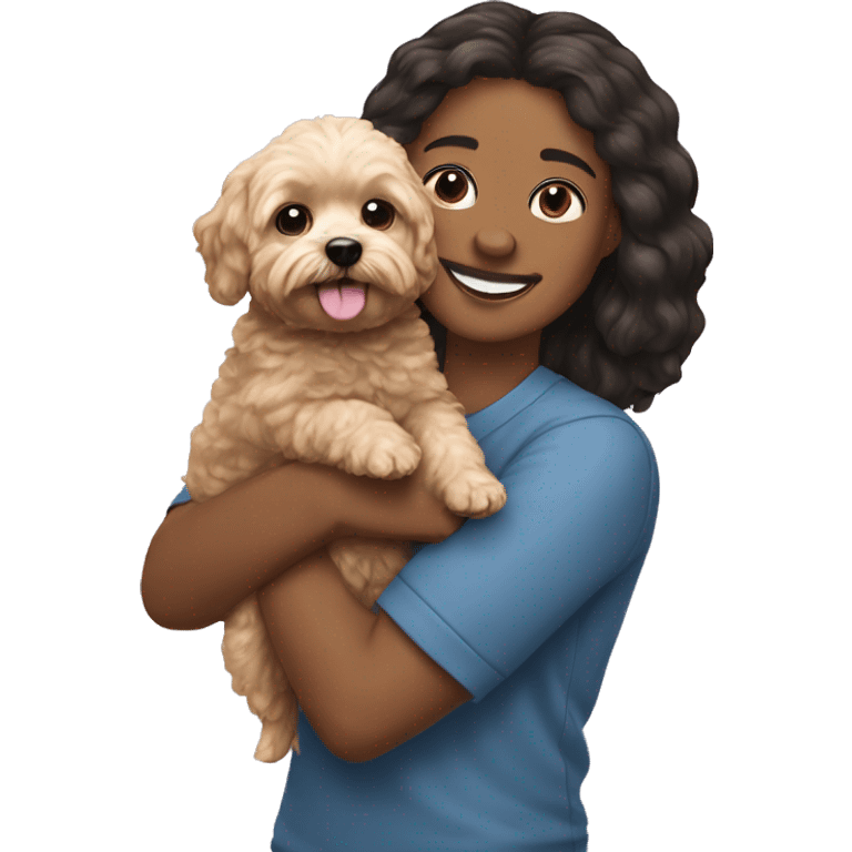 Me holding Maltipoo dog emoji