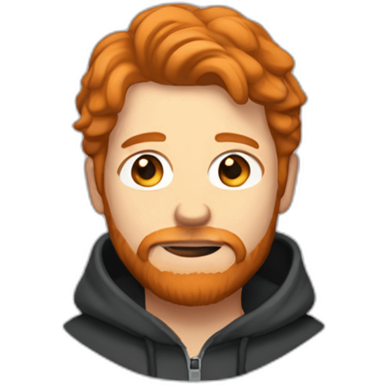 Man with ginger hair and a ginger beard wearing a hoodie emoji