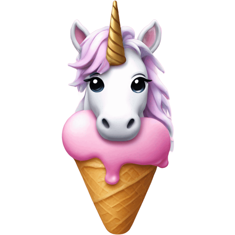 Unicorn holding pink ice cream emoji