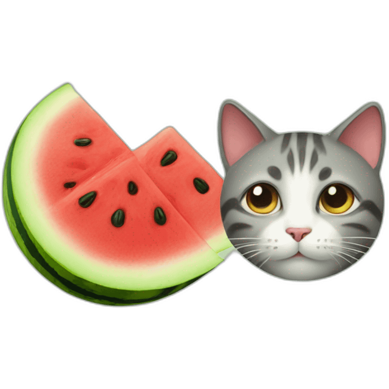 left face cat, right face watermelon emoji