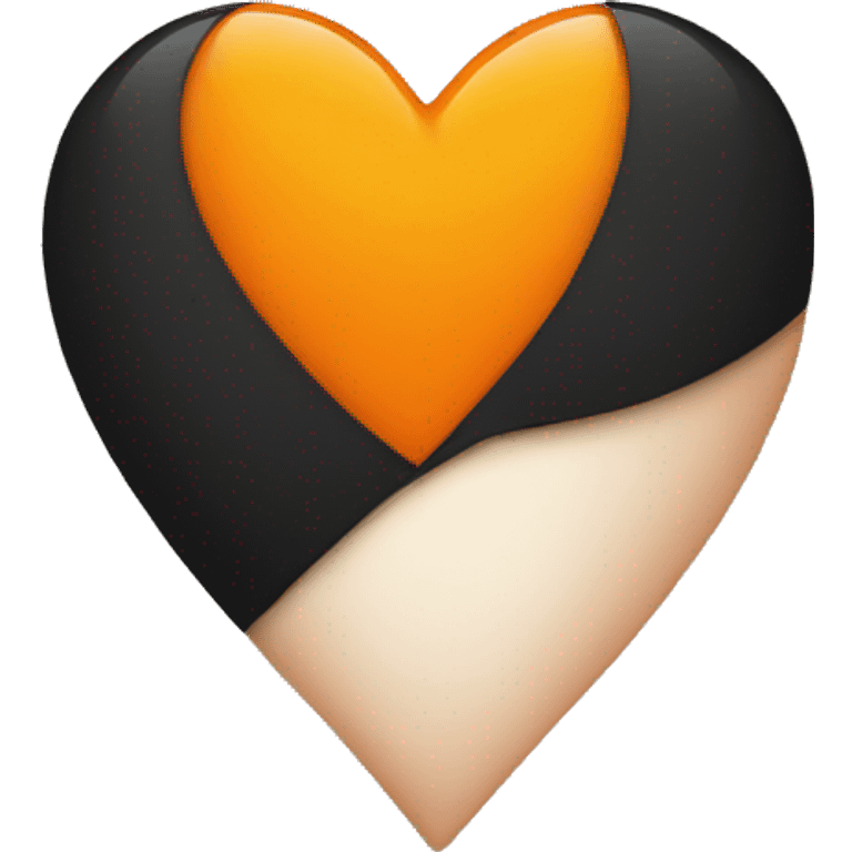 Half black and half orange heart emoji