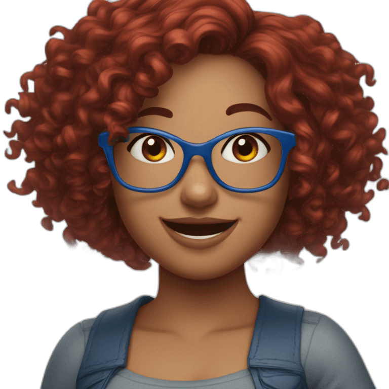 a-curvy-girl-with-dark-red-curly-hair-and-blue-glasses dancing emoji