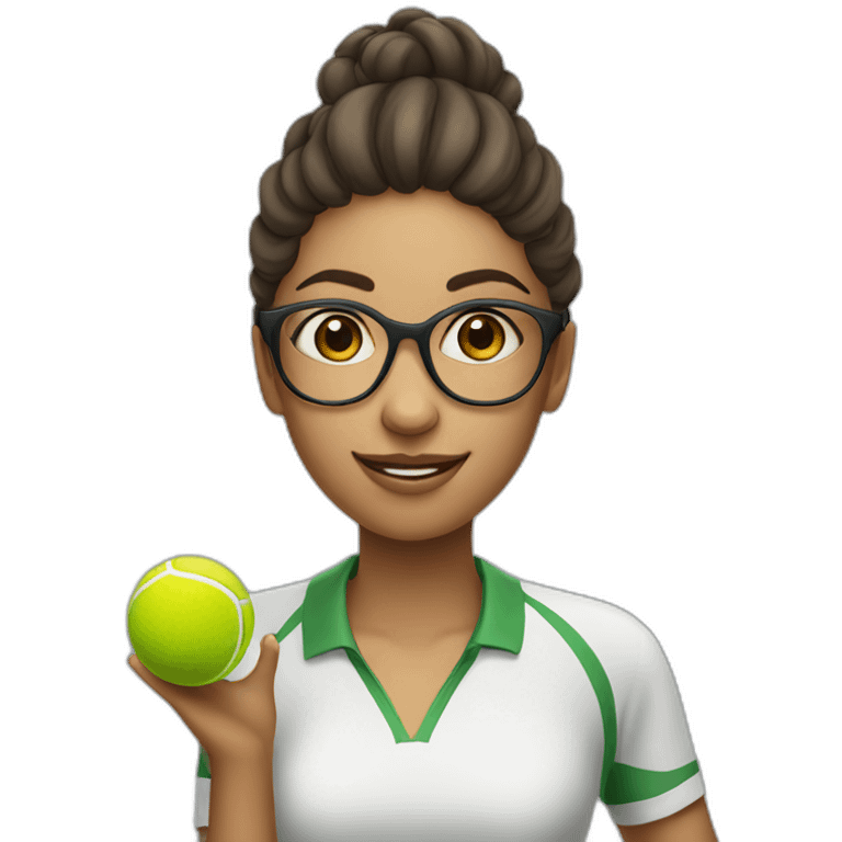 Italian girl with eyeglasses playing tennis emoji