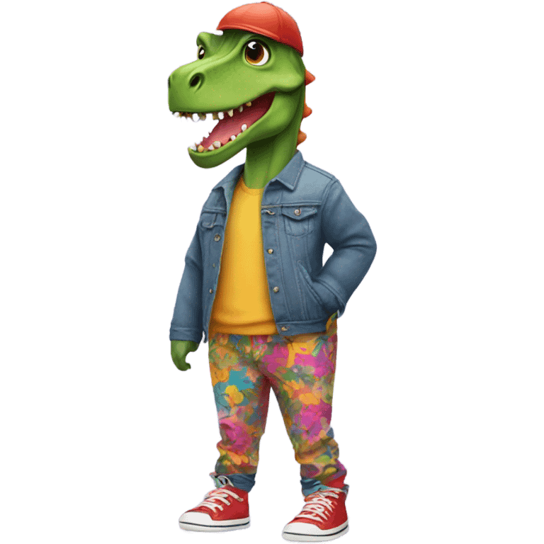 Dinosaur wearing pants and shoes emoji