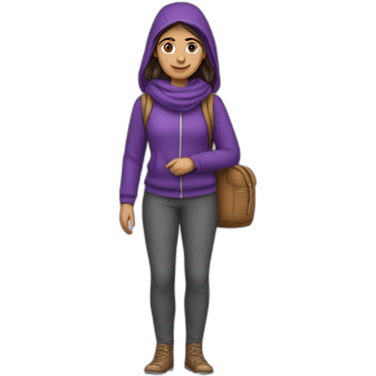 Armenian women in purple clothing with the rucksack emoji