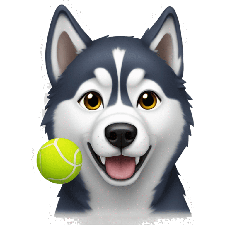 Husky holding a tennis ball emoji