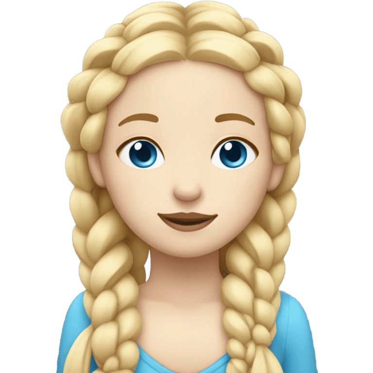 White blond girl with twin braids and blue eyes sleeping emoji